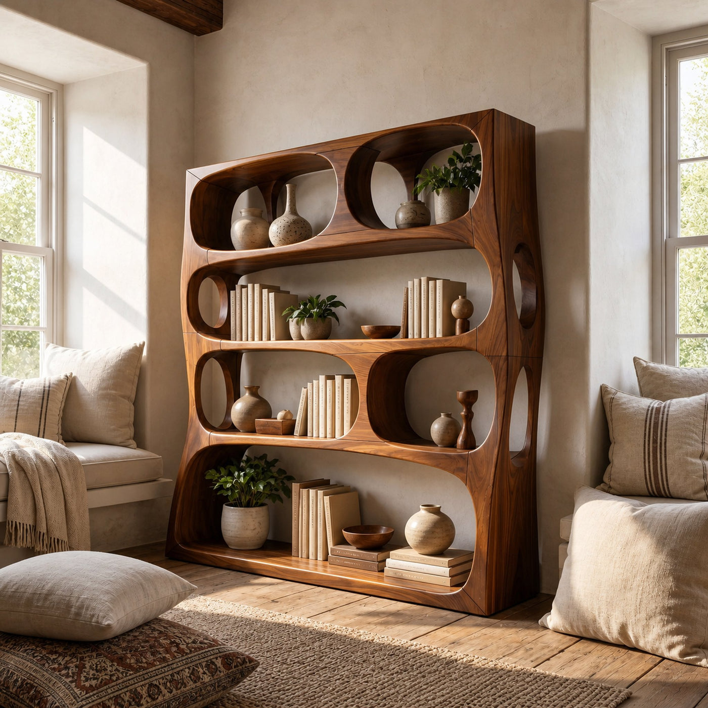 Farmhouse Sculptural Bookshelf Storage Organizer For Home Office - product view 6