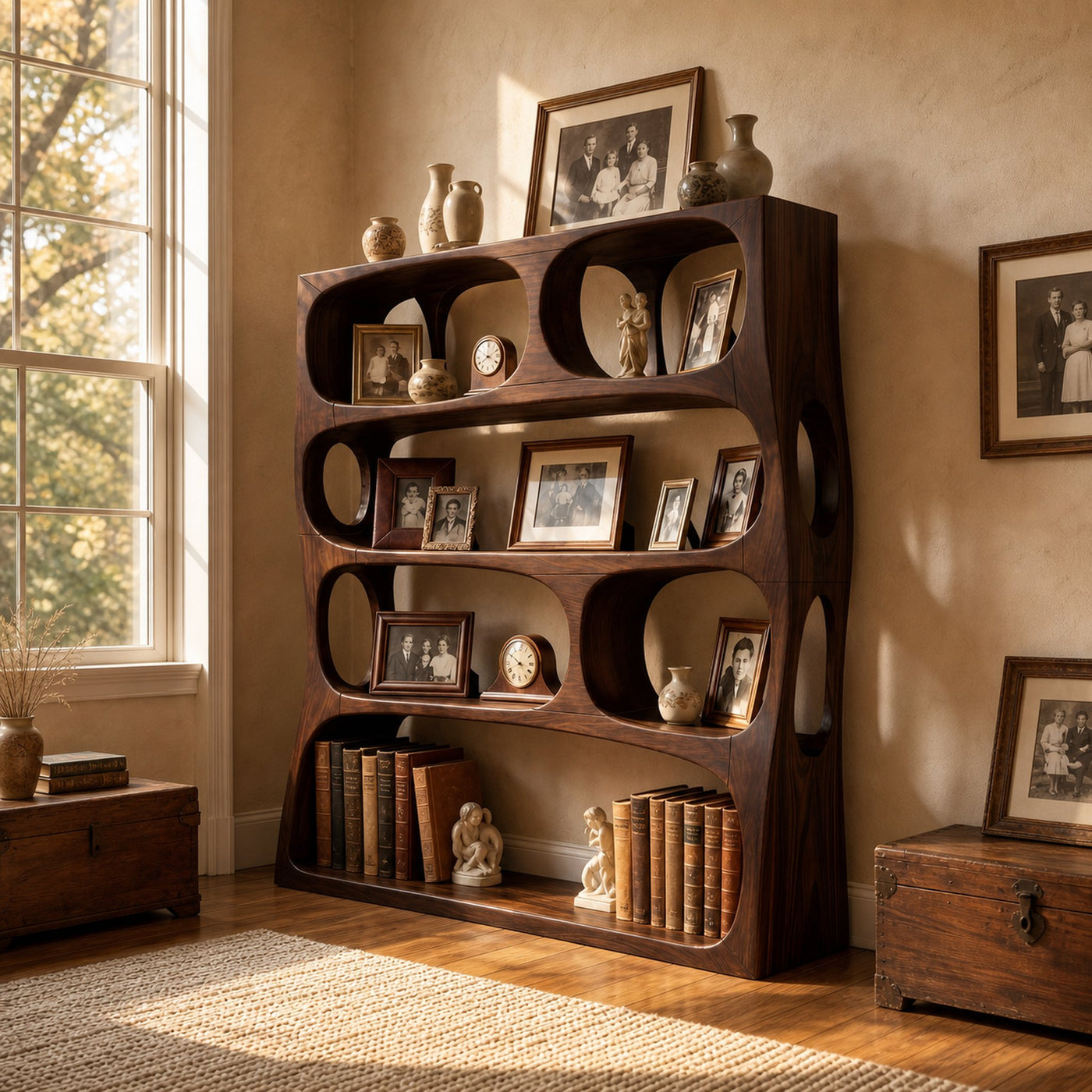 Farmhouse Sculptural Bookshelf Storage Organizer For Home Office - product view 7