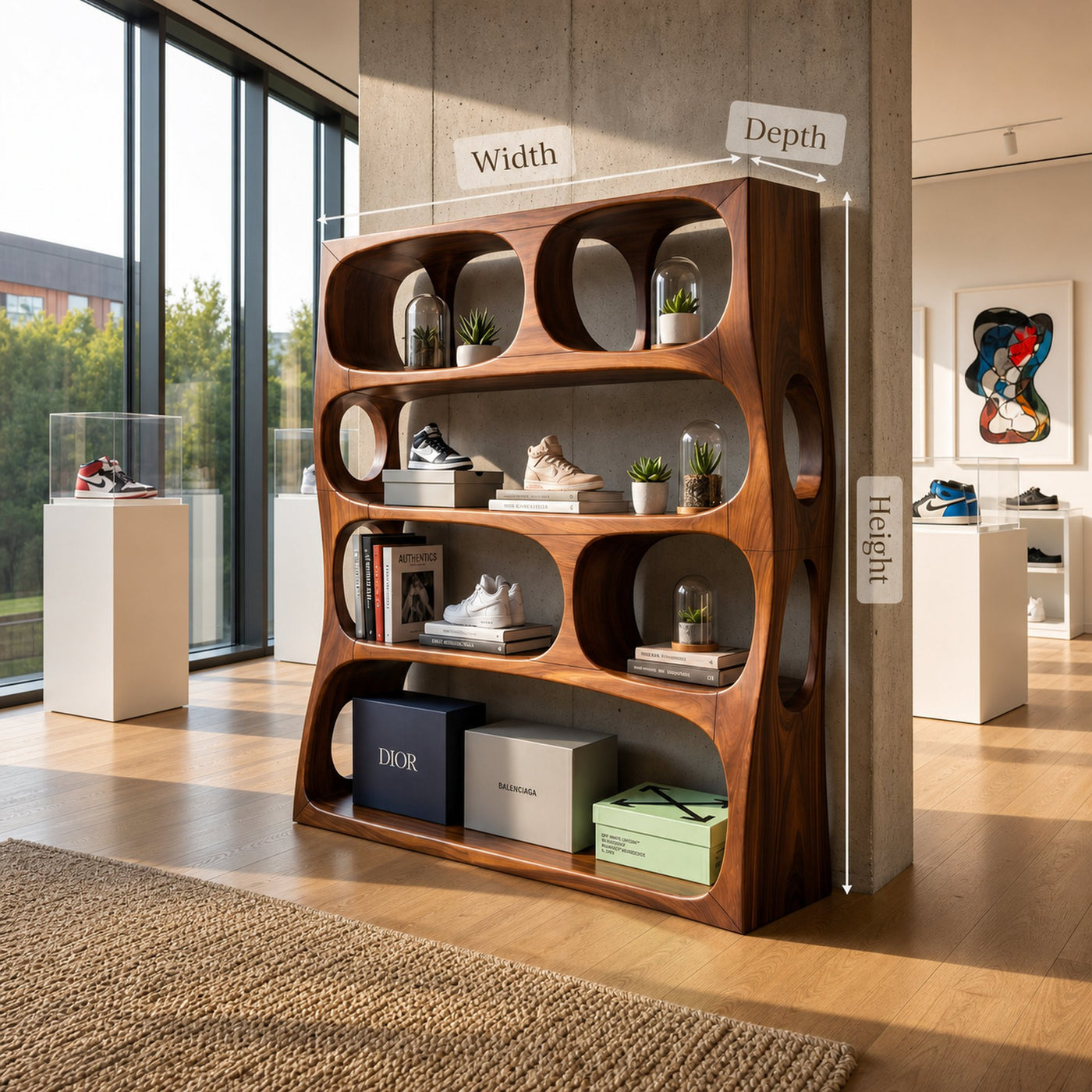 Farmhouse Sculptural Bookshelf Storage Organizer For Home Office - product view 8