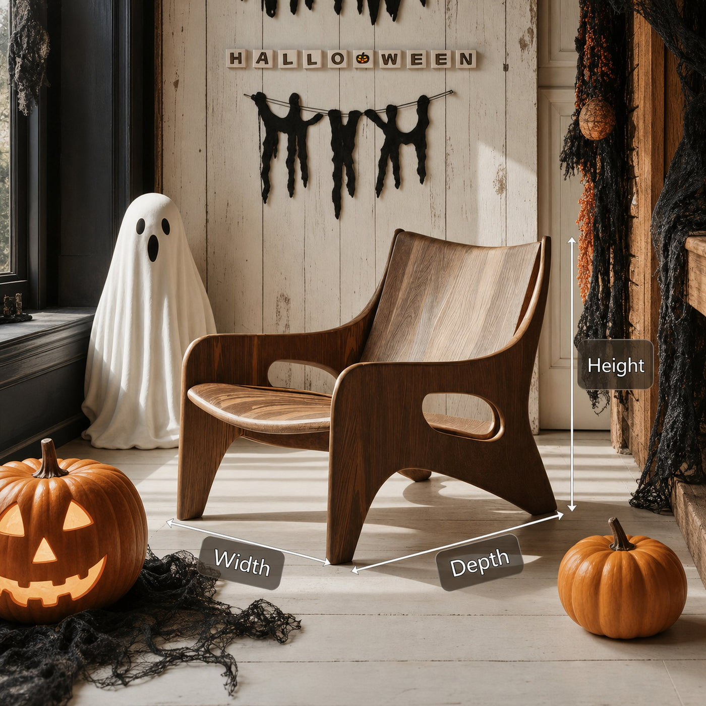Farmhouse Solid Wood Accent Chair For Outdoor Halloween Furniture - product view 6
