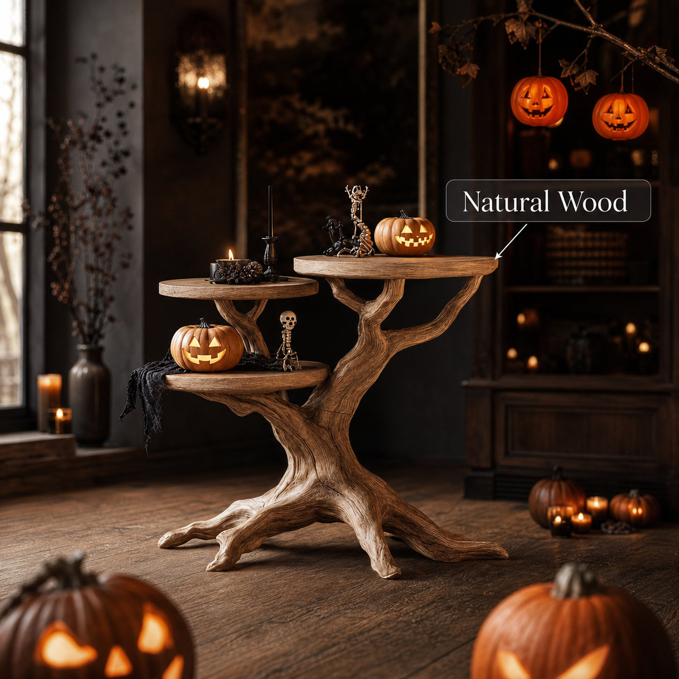 Farmhouse Solid Wood End Table For Living Room Gothic Autumn Wall Decor - product view 6