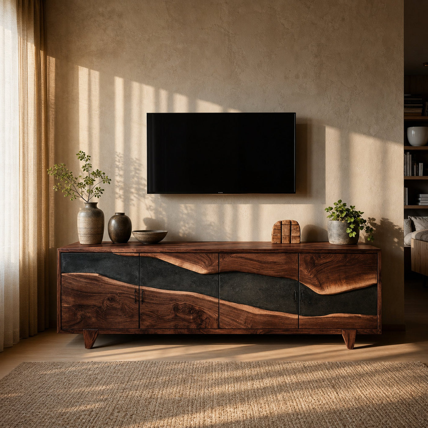 Farmhouse Solid Wood Media Console For Home Decor - product view 6