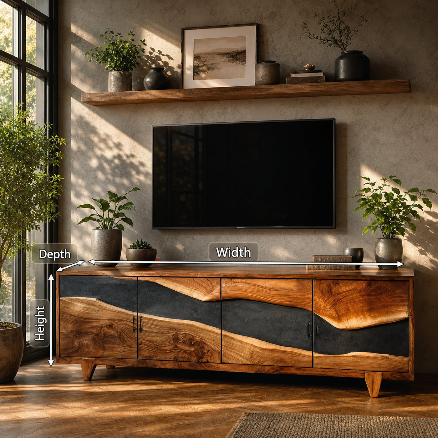 Farmhouse Solid Wood Media Console For Home Decor - product view 7