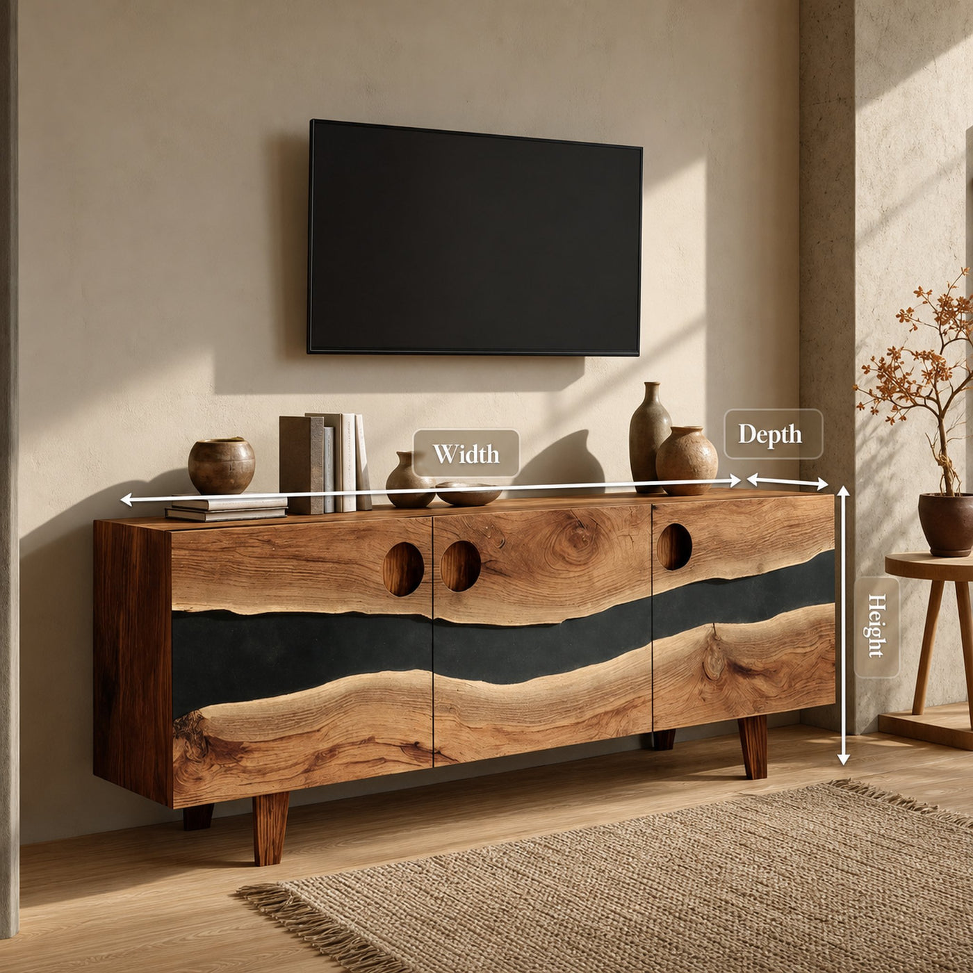 Farmhouse Solid Wood Media Stand For Home Decor - product view 7