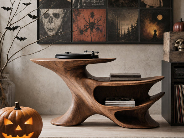 Farmhouse Solid Wood Record Stand For Bedroom Decor Halloween Furniture