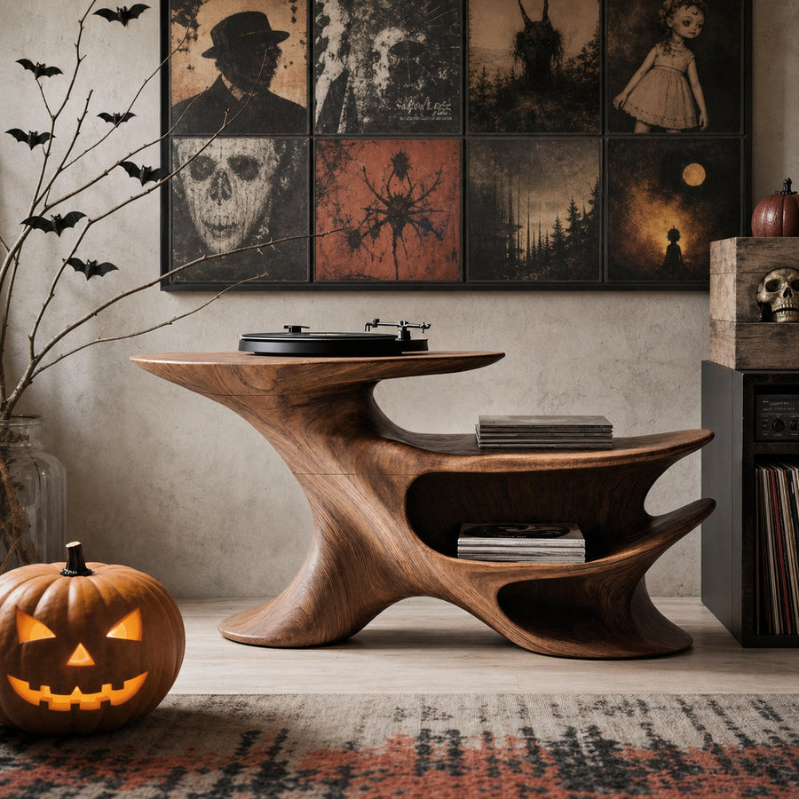 Farmhouse Solid Wood Record Stand For Bedroom Decor Halloween Furniture