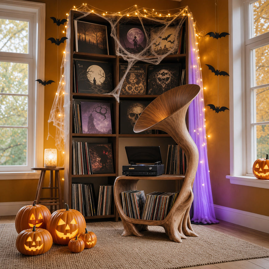 Farmhouse Solid Wood Record Stand For Bedroom Halloween Furniture