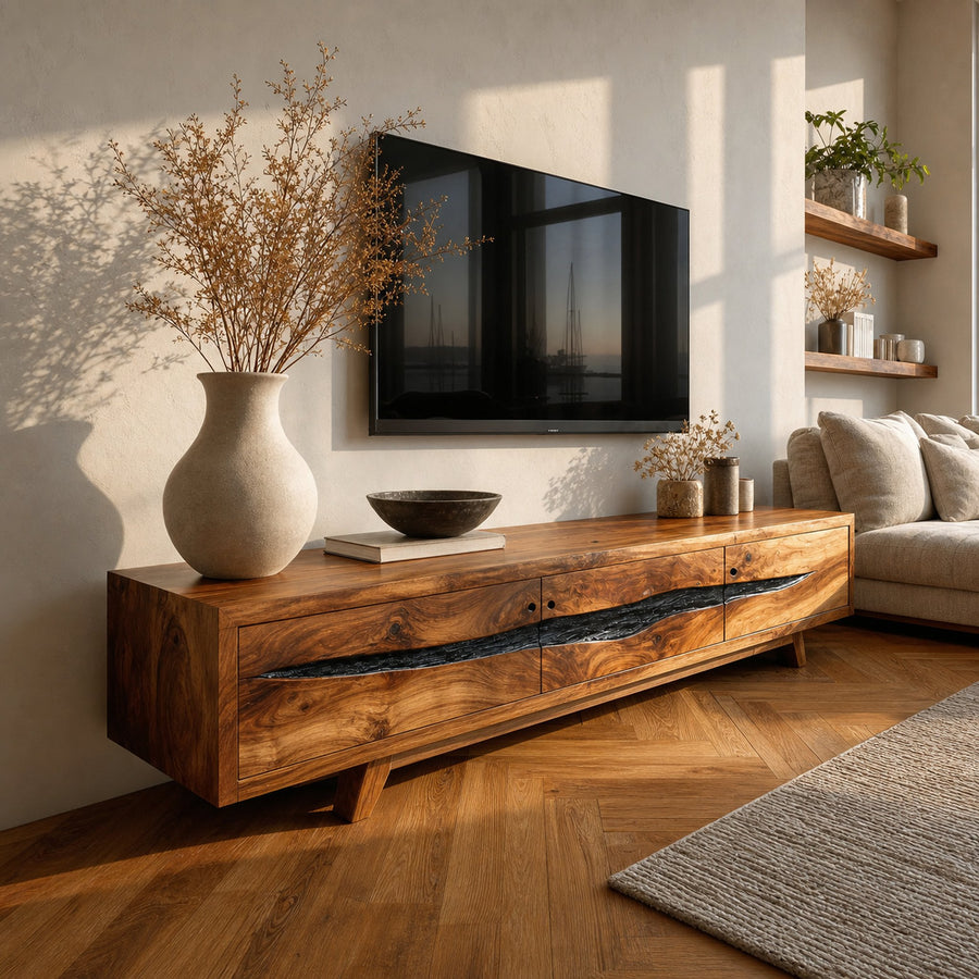 Farmhouse Solid Wood TV Console For Bedroom Design