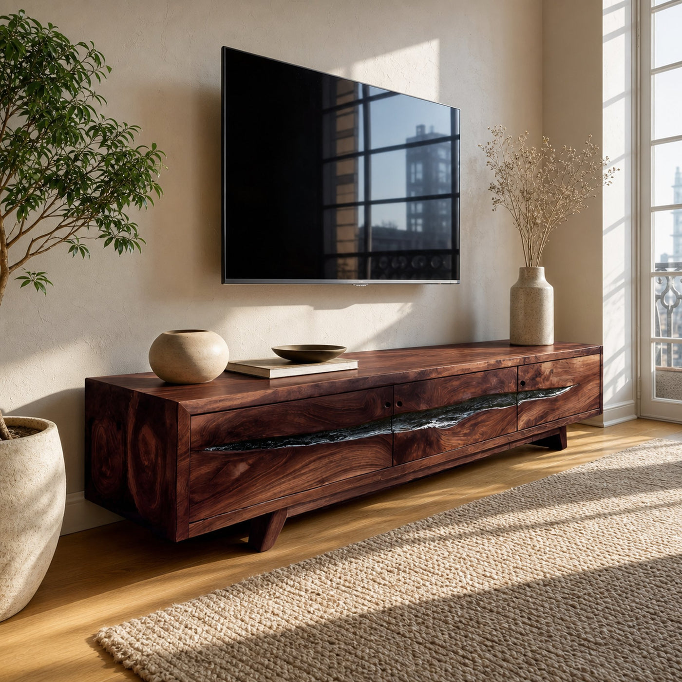 Farmhouse Solid Wood TV Console For Bedroom Design - product view 6