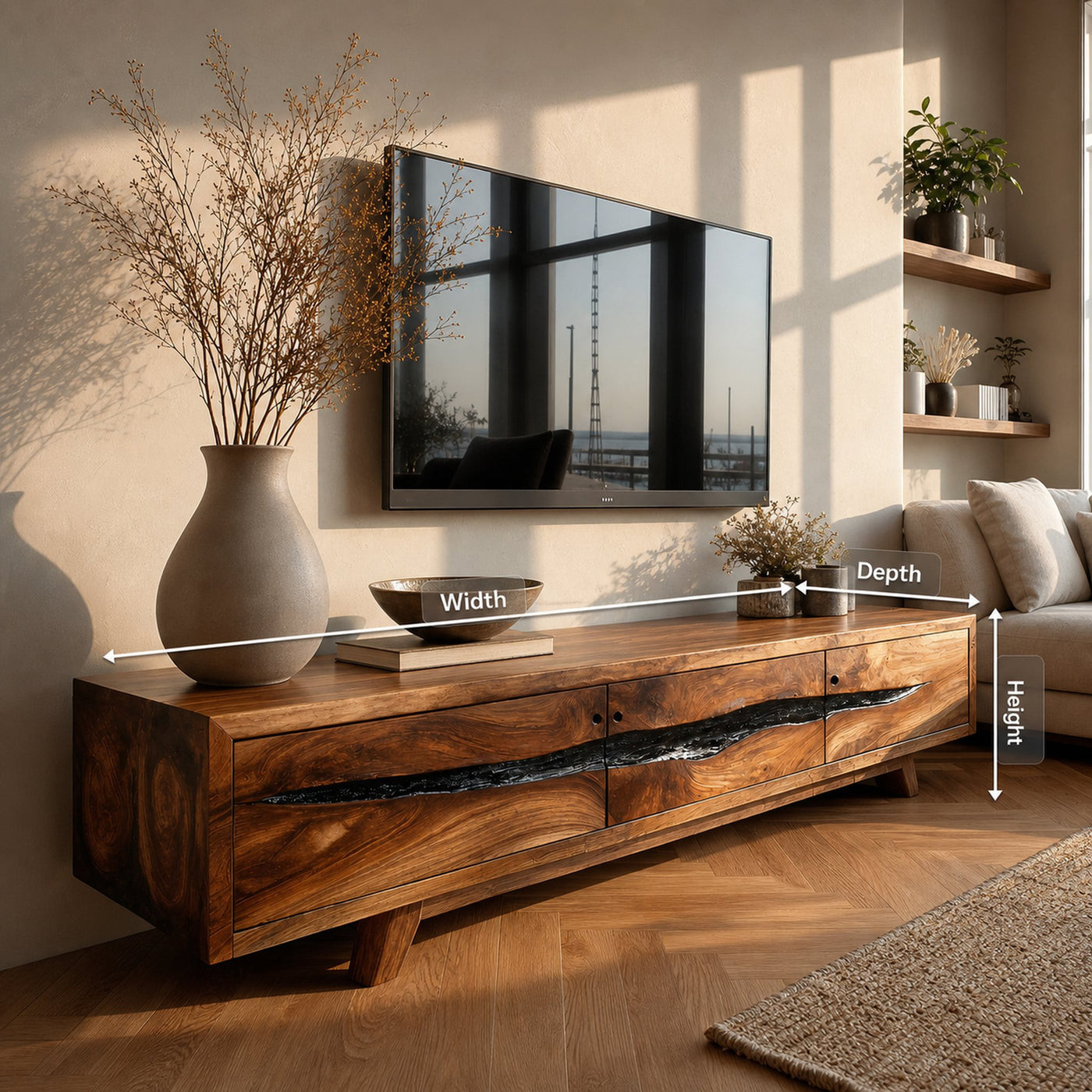 Farmhouse Solid Wood TV Console For Bedroom Design - product view 7