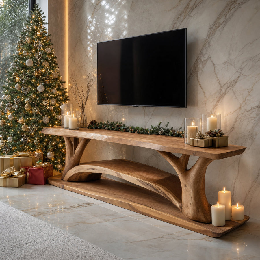 Farmhouse Solid Wood TV Console For Christmas Furniture Design