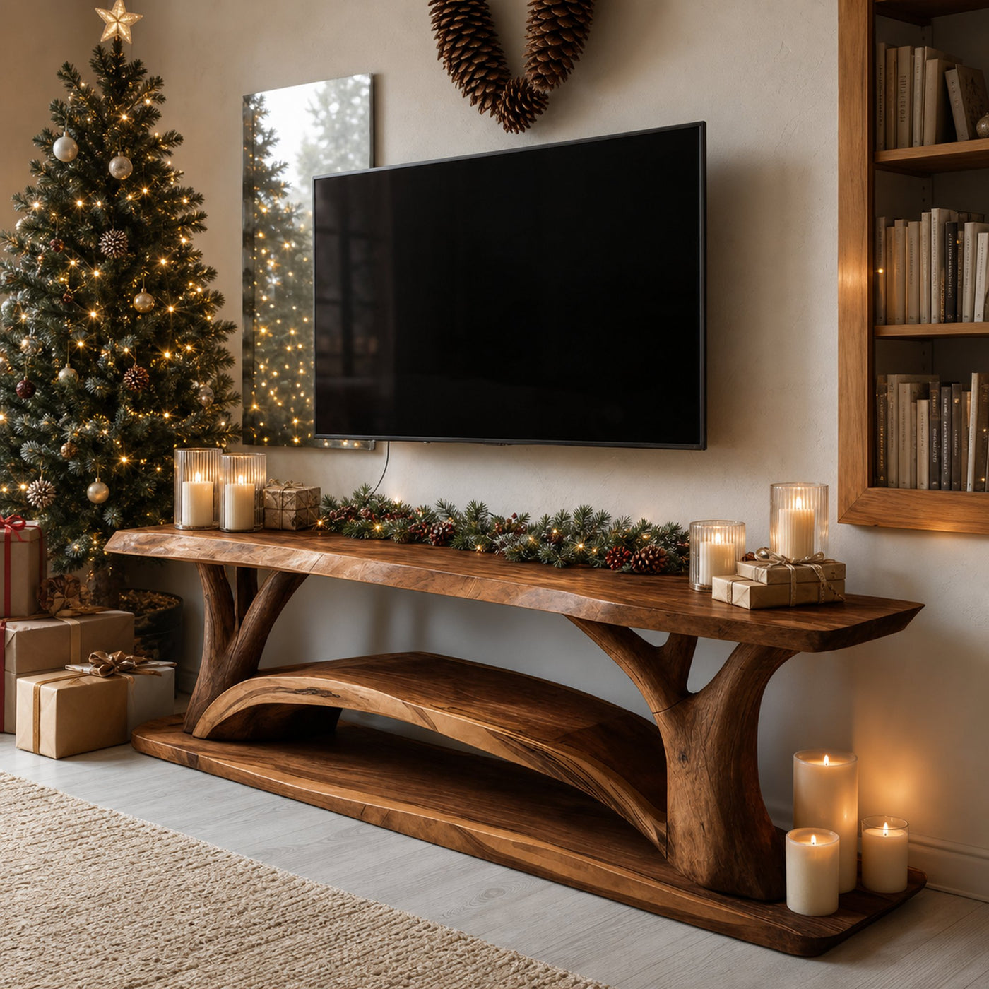 Farmhouse Solid Wood TV Console For Christmas Furniture Design - product view 6