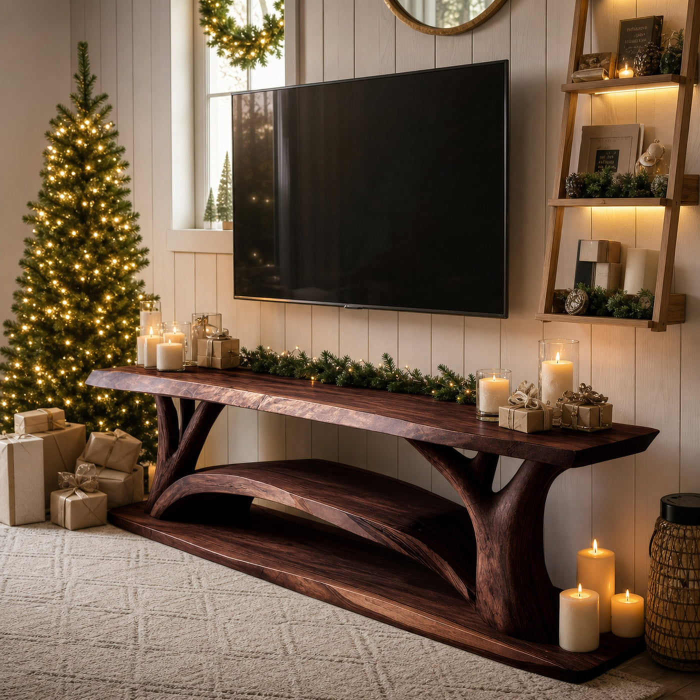 Farmhouse Solid Wood TV Console For Christmas Furniture Design - product view 7