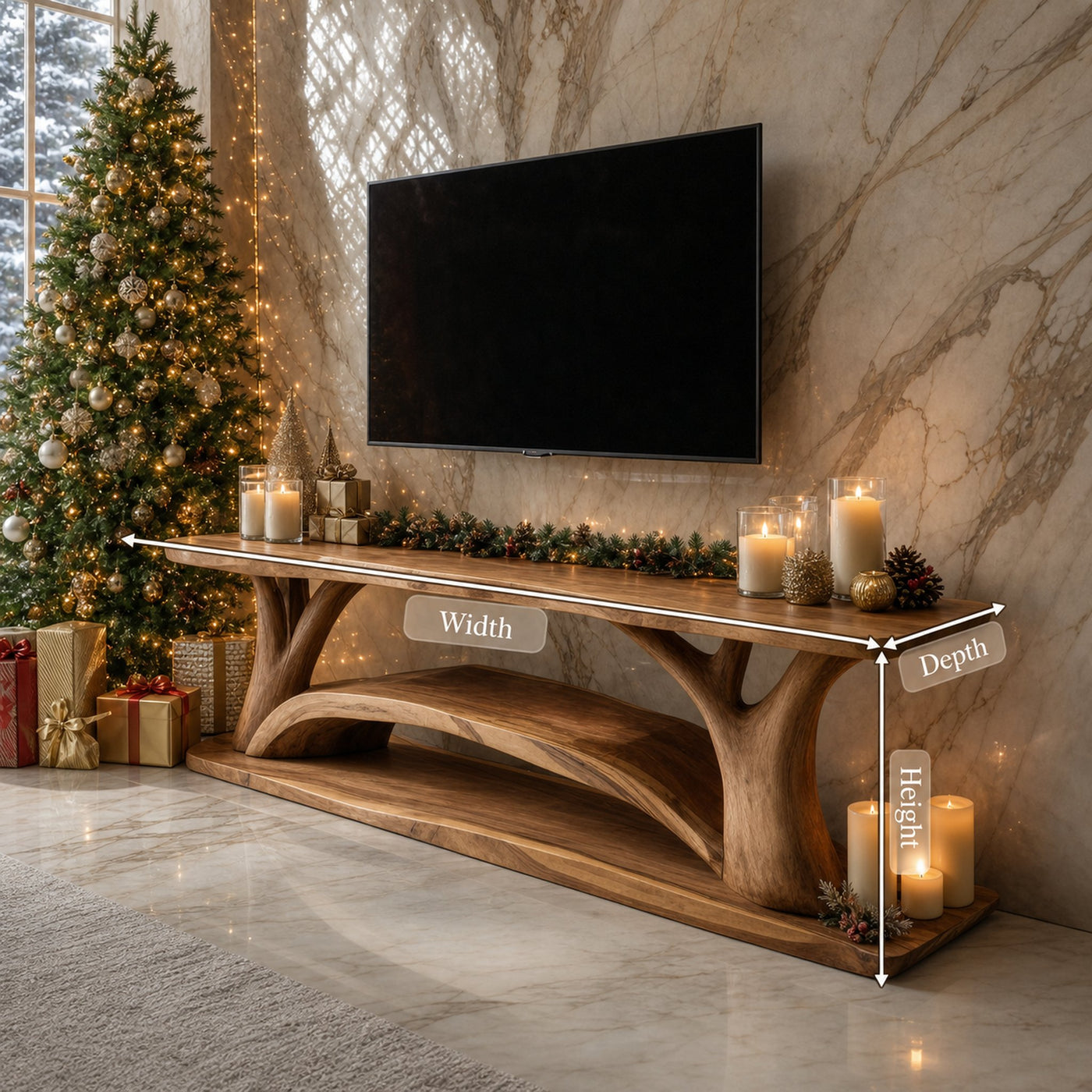 Farmhouse Solid Wood TV Console For Christmas Furniture Design - product view 8