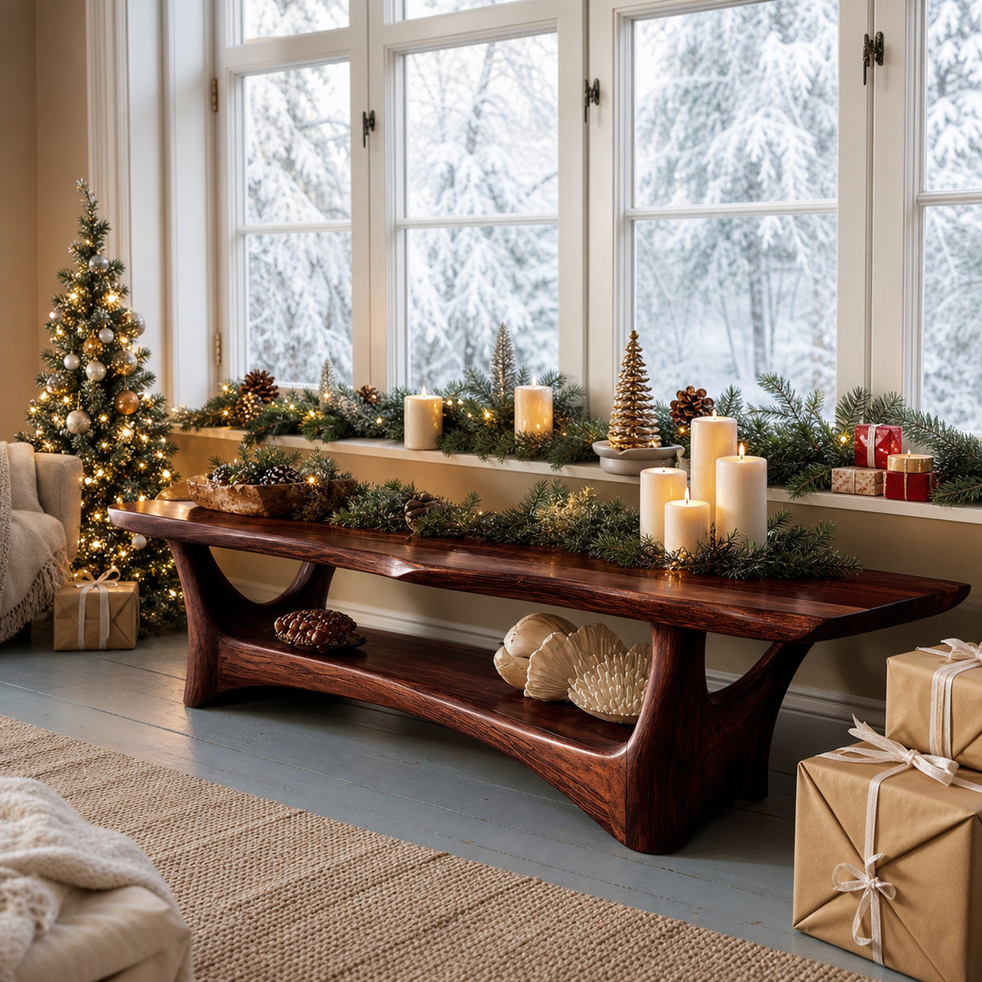Farmhouse Solid Wood TV Console For Holiday Living Room Style - product view 7