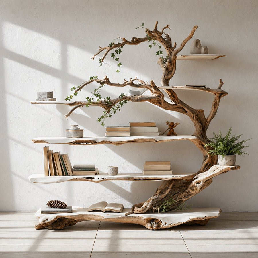 Farmhouse Tree Branch Live Edge Shelf Seasonal Themes