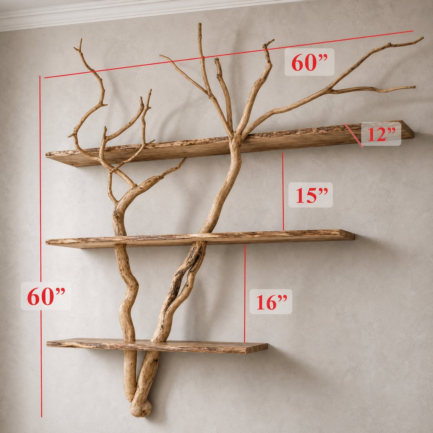 Floating Shelves Tree Branch Shelf Bookcase Art - product view 5