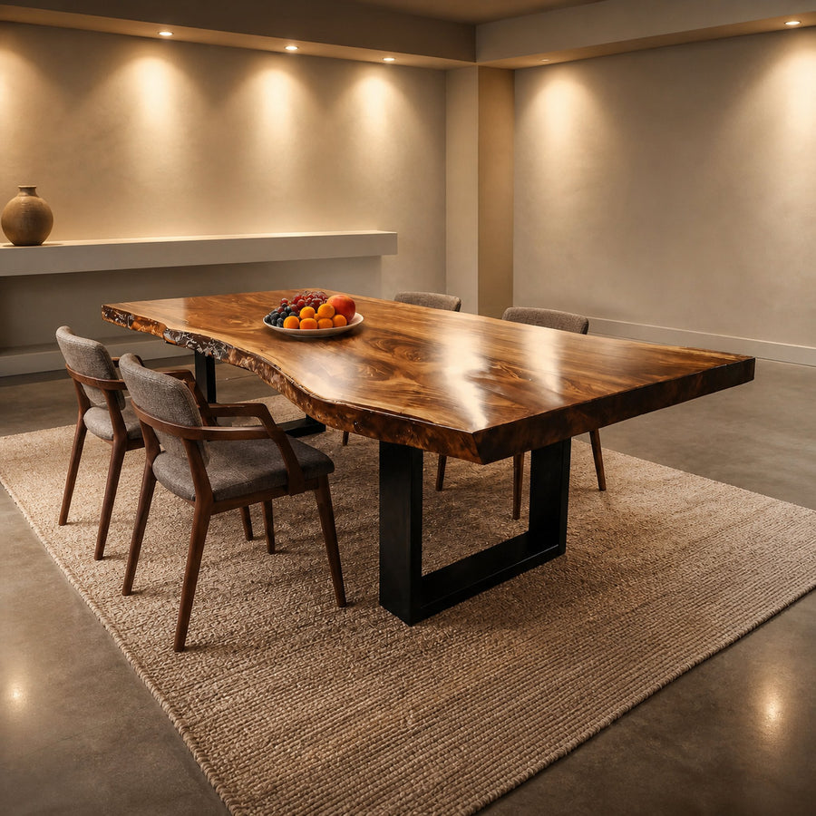Furniture Decor Modern Solid Wood Dining Table Sleek Edge