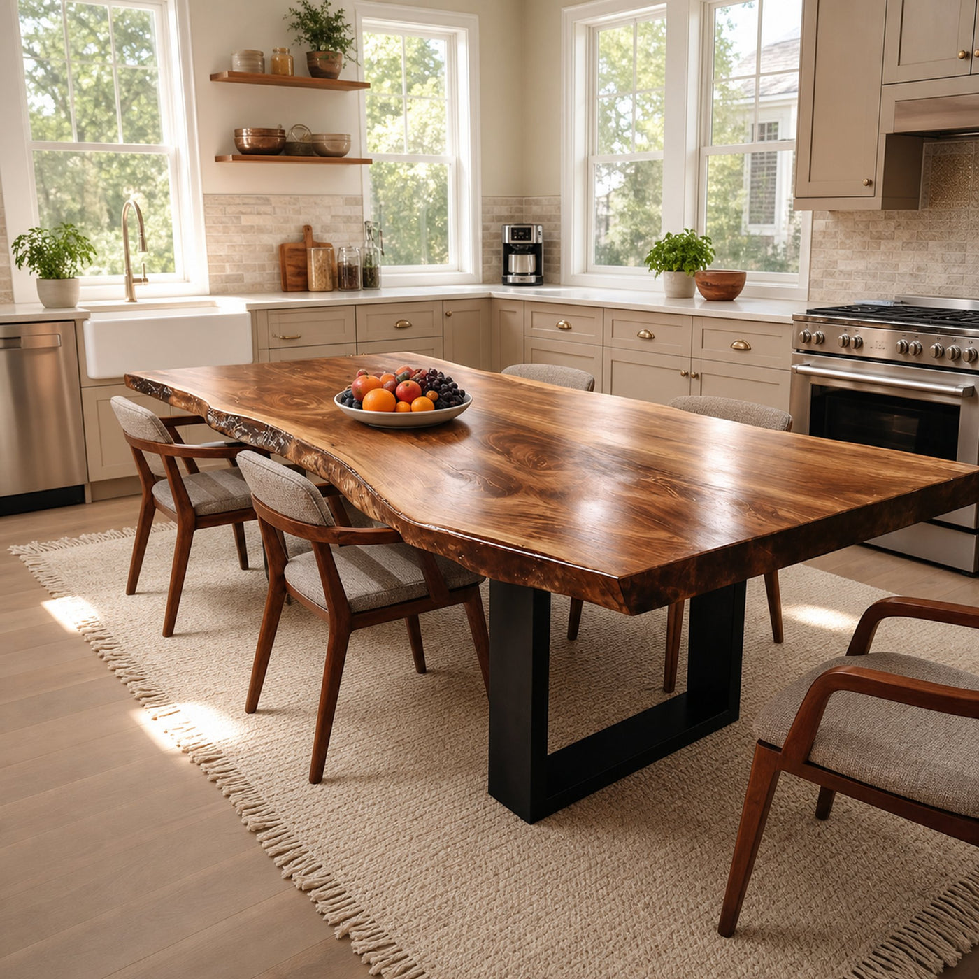 Furniture Decor Modern Solid Wood Dining Table Sleek Edge - product view 2