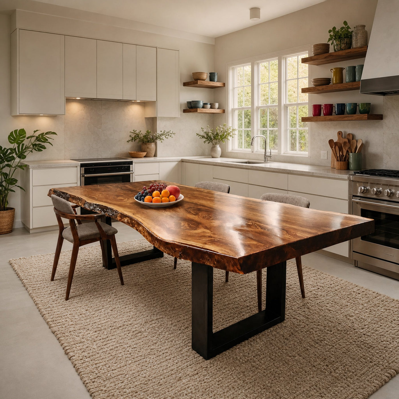 Furniture Decor Modern Solid Wood Dining Table Sleek Edge - product view 3