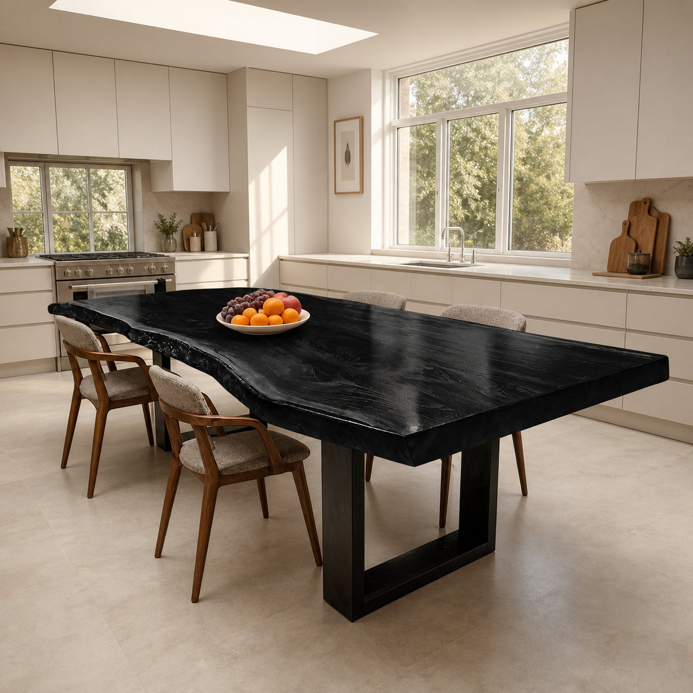 Furniture Decor Modern Solid Wood Dining Table Sleek Edge - product view 4