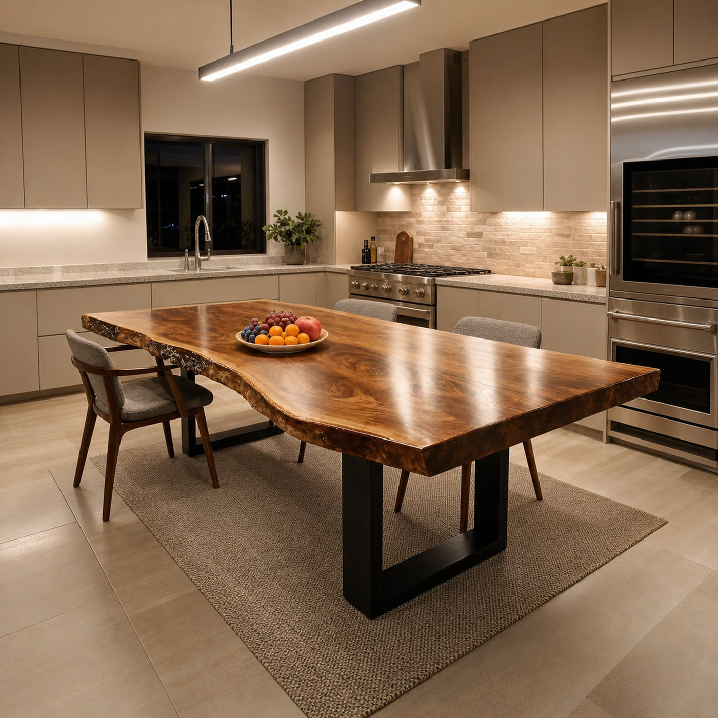 Furniture Decor Modern Solid Wood Dining Table Sleek Edge - product view 6