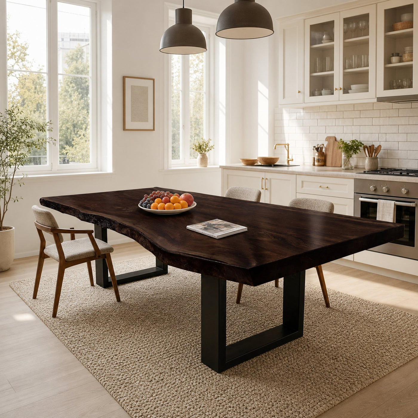 Furniture Decor Modern Solid Wood Dining Table Sleek Edge - product view 7