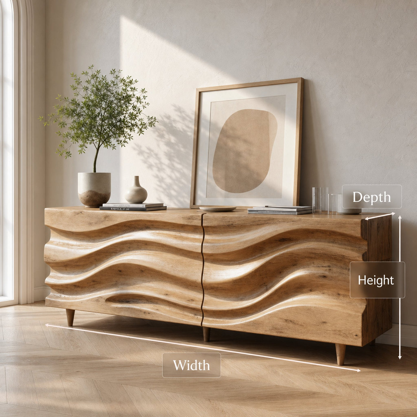 Hand Carved Wave Sideboard For Living Room Or Dining Room - product view 8