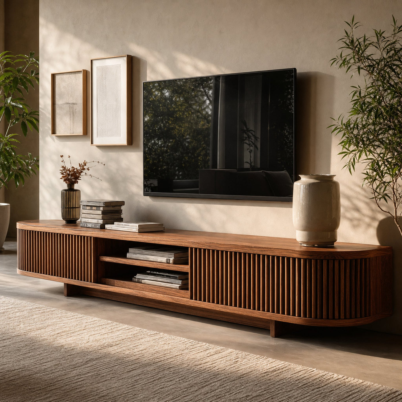 Hand Carved Wooden Media Cabinet For Living Room - product view 6