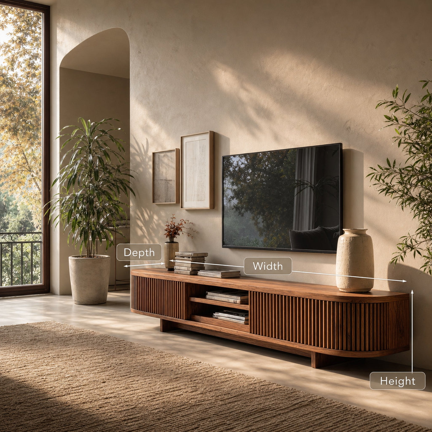 Hand Carved Wooden Media Cabinet For Living Room - product view 7