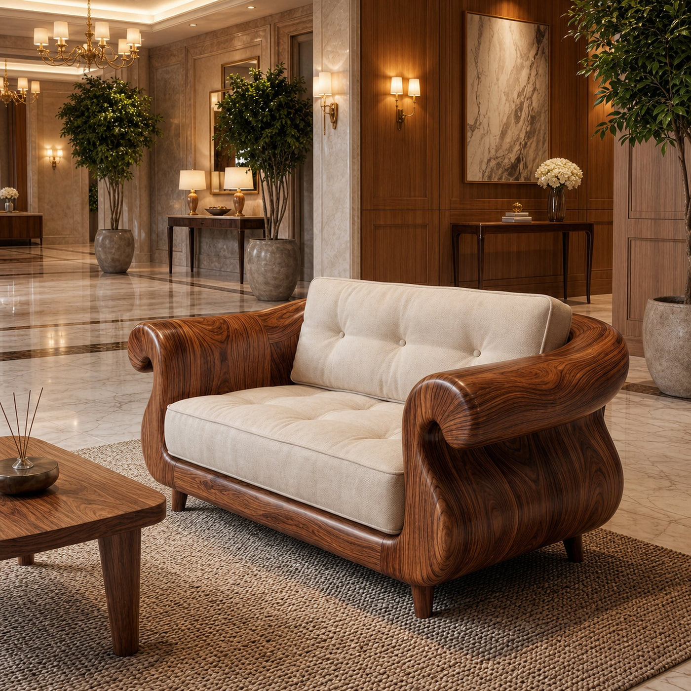 Handcrafted Armchair Nature Inspired Artistic Design For Living Room
