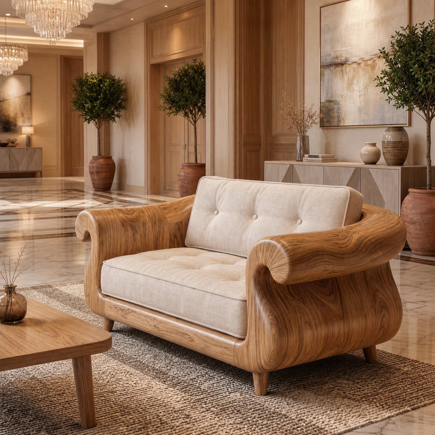 Handcrafted Armchair Nature Inspired Artistic Design For Living Room - product view 5