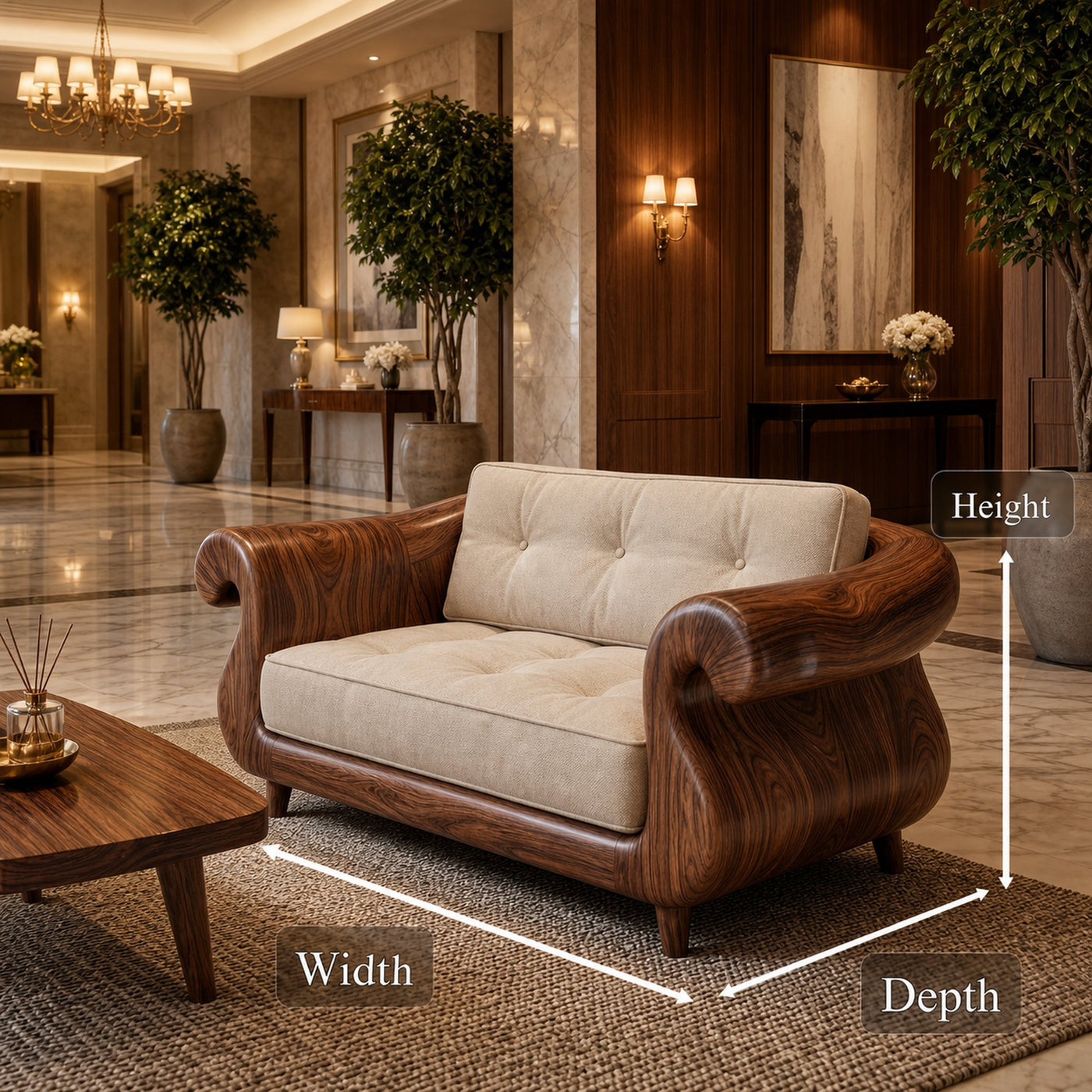 Handcrafted Armchair Nature Inspired Artistic Design For Living Room - product view 8