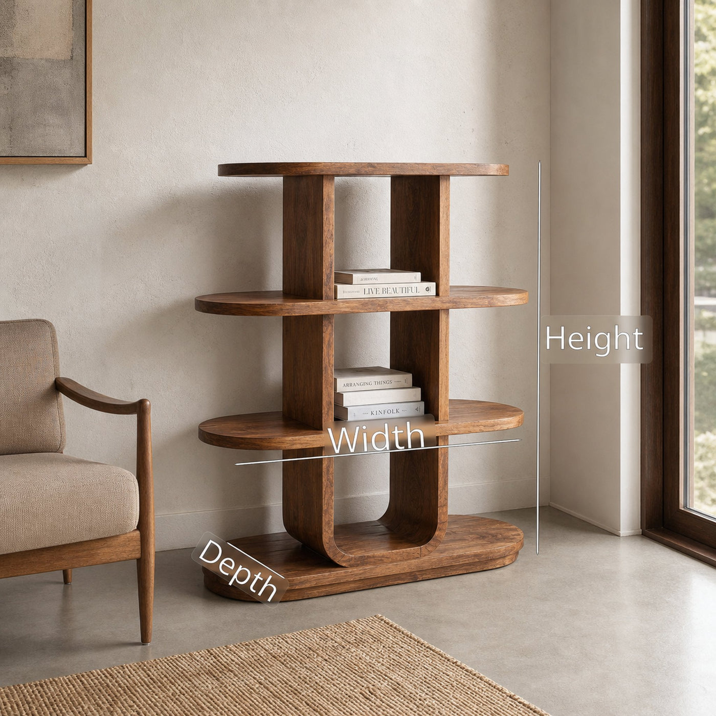 Handcrafted Bookshelf Open Storage Design For Living Room - product view 6