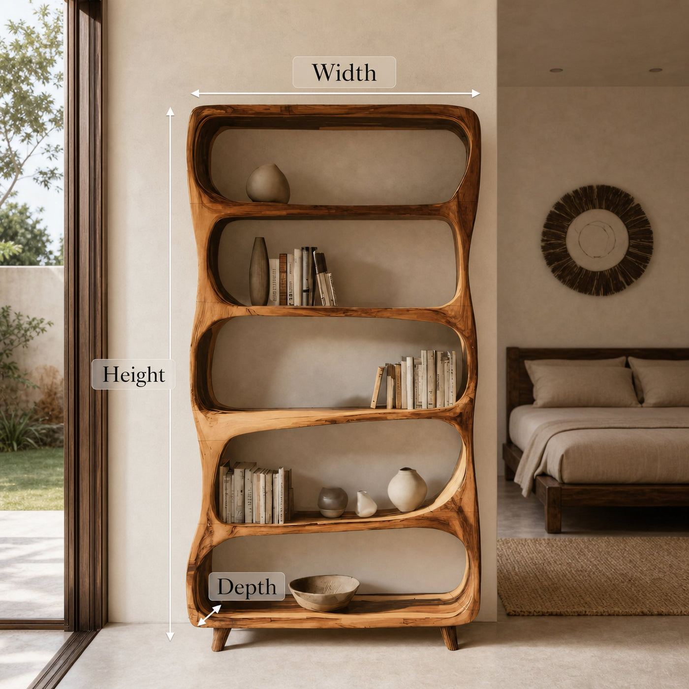 Handcrafted Bookshelf With Open Shelving Unit For Living Room - product view 8