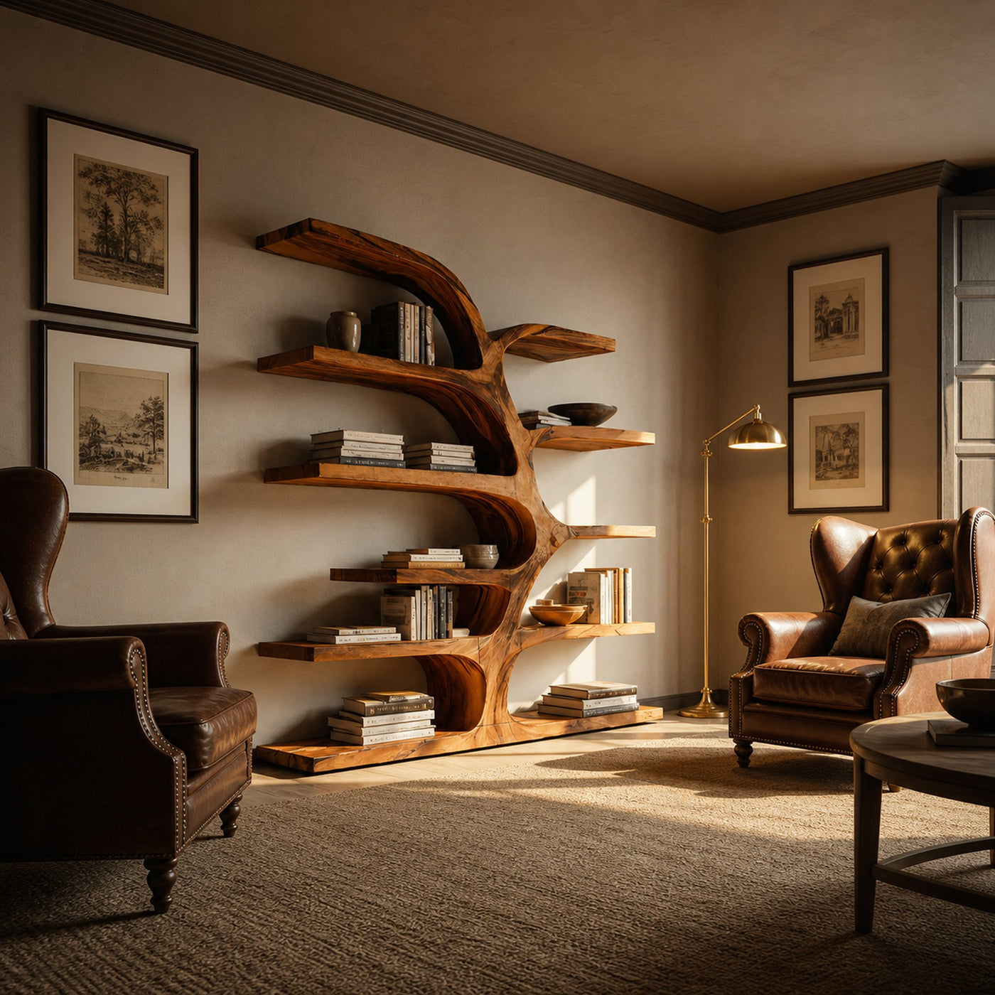 Handcrafted Curved Bookshelf For Living Room Furniture - product view 6