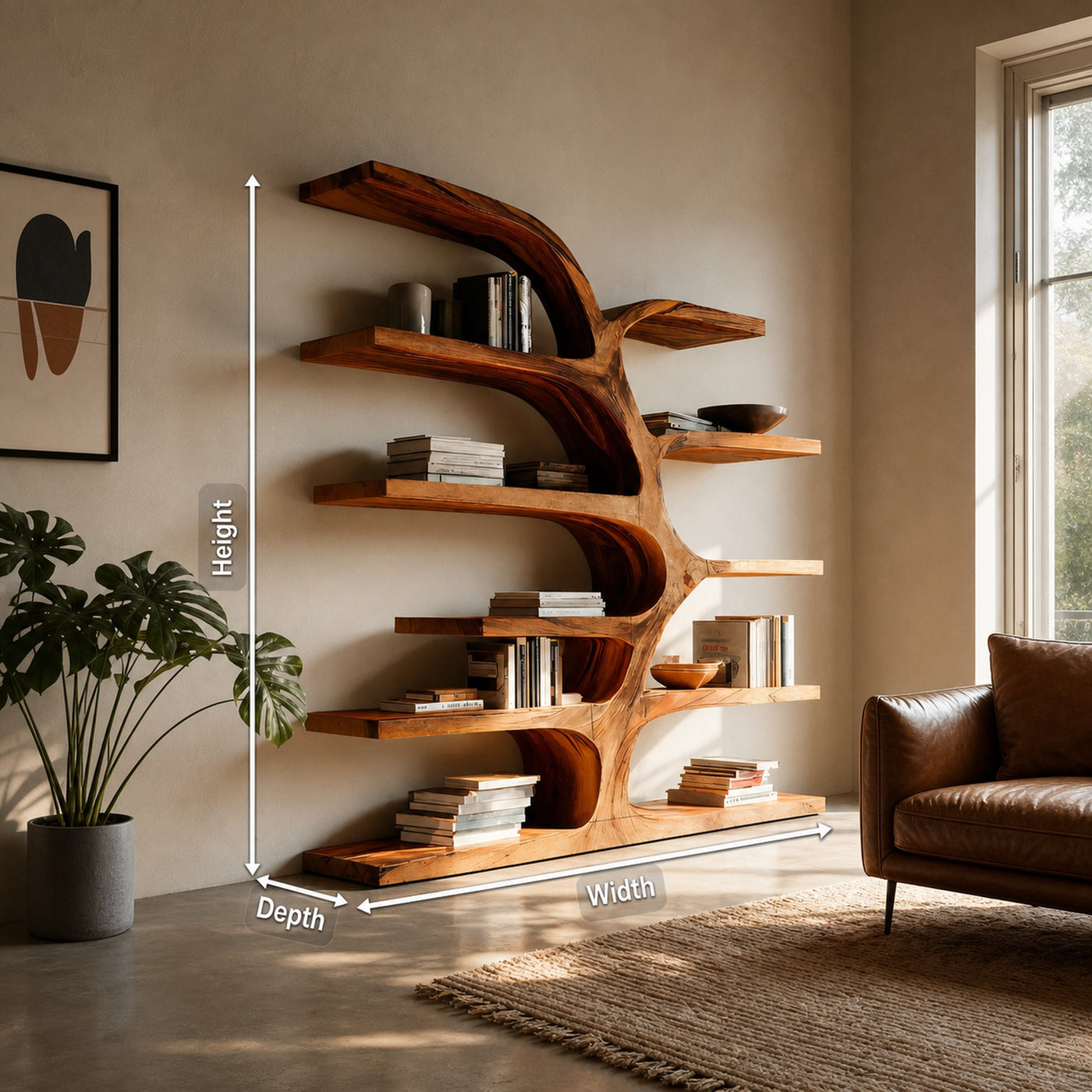 Handcrafted Curved Bookshelf For Living Room Furniture - product view 8