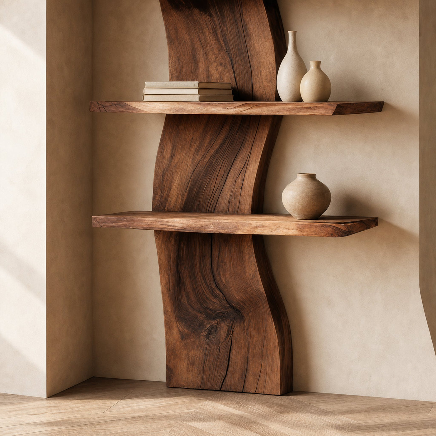 Handcrafted Curved Floating Shelf For Living Room Or Entryway - product view 4