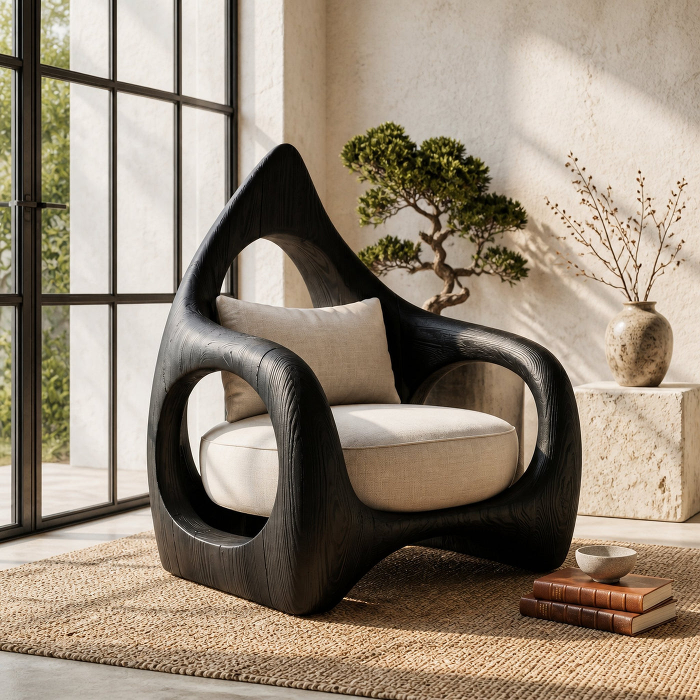 Handcrafted Leaf Back Armchair For Living Room - product view 4