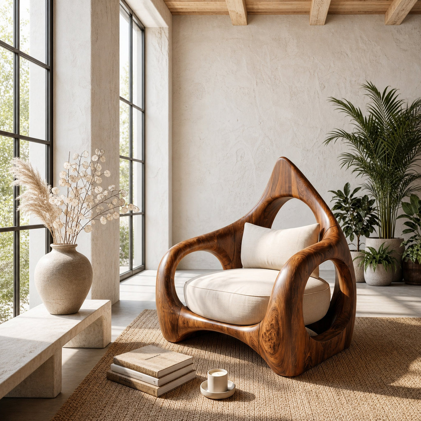 Handcrafted Leaf Back Armchair For Living Room - product view 6