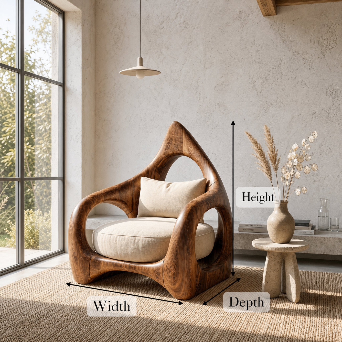 Handcrafted Leaf Back Armchair For Living Room - product view 8