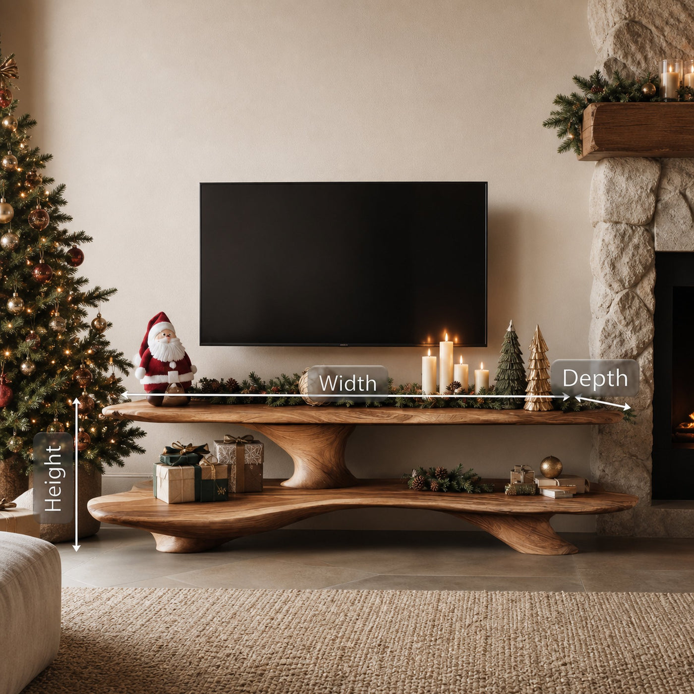 Handcrafted Live Edge Entryway TV Console For Christmas Furniture Decor - product view 6
