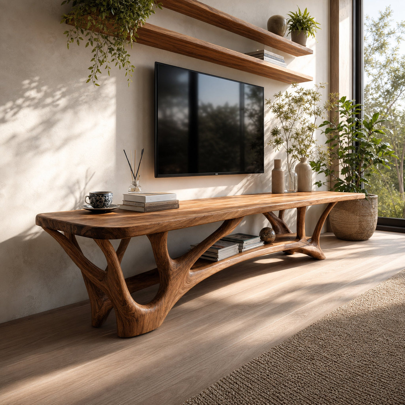 Handcrafted Live Edge Entryway TV Console For Furniture Decor