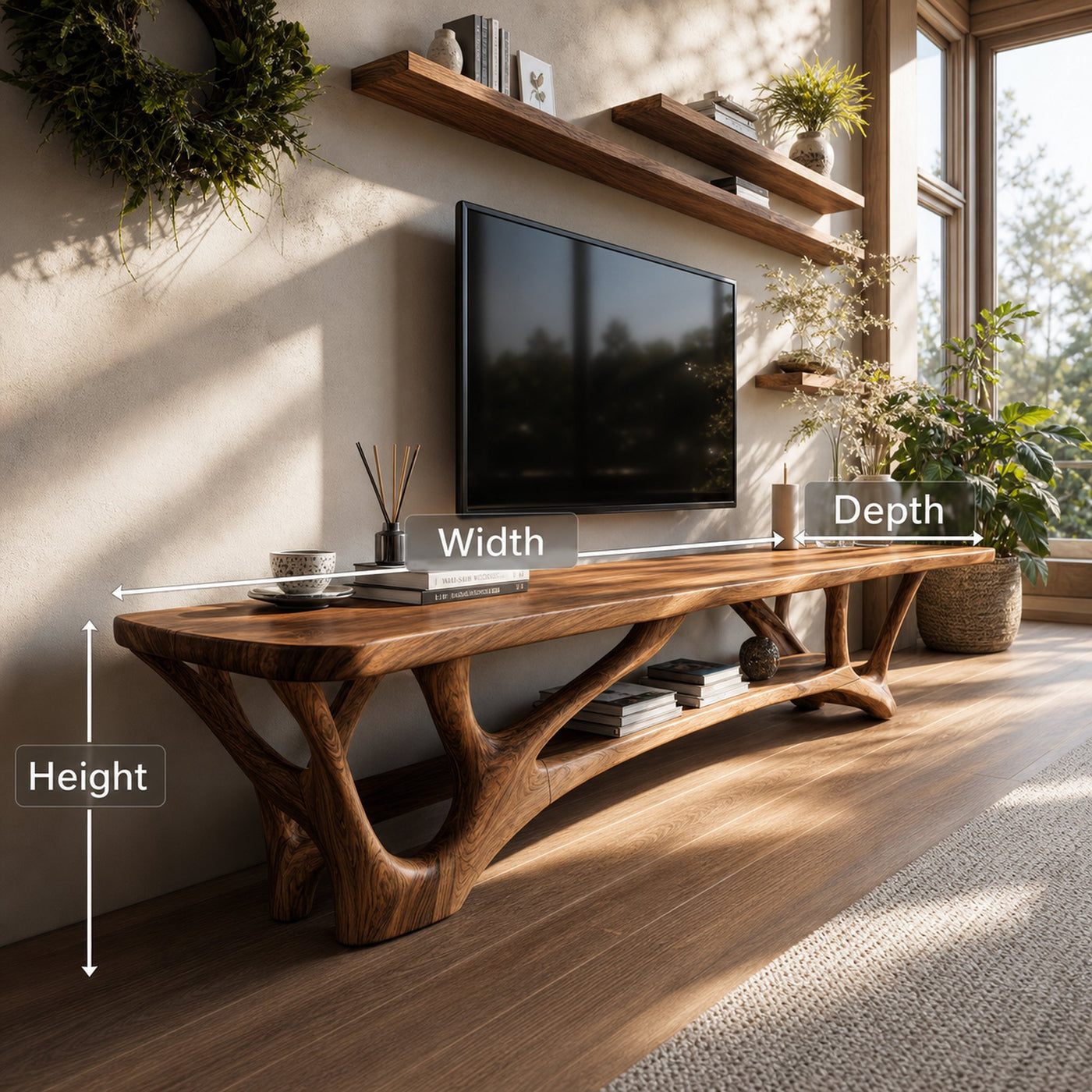 Handcrafted Live Edge Entryway TV Console For Furniture Decor - product view 6