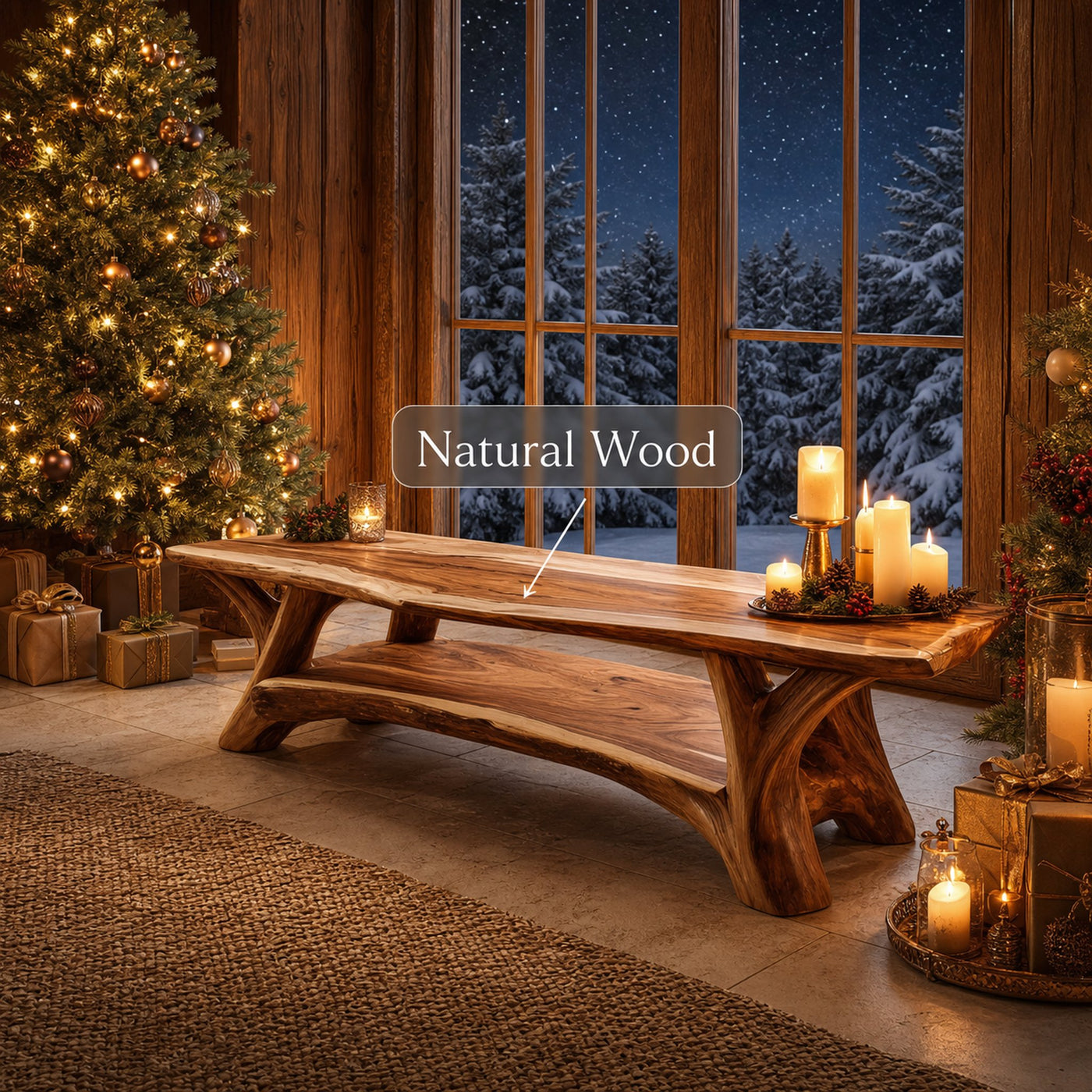 Handcrafted Live Edge Entryway TV Stand For Festive Home Design - product view 6