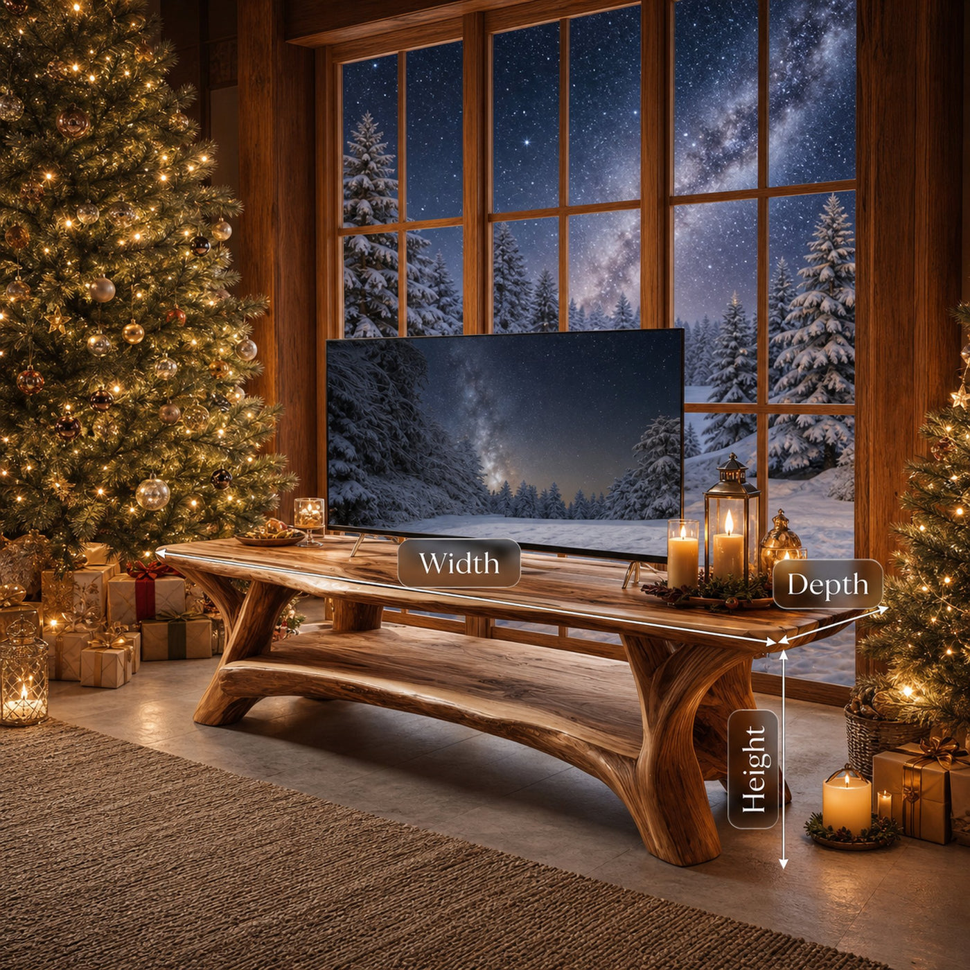 Handcrafted Live Edge Entryway TV Stand For Festive Home Design - product view 7