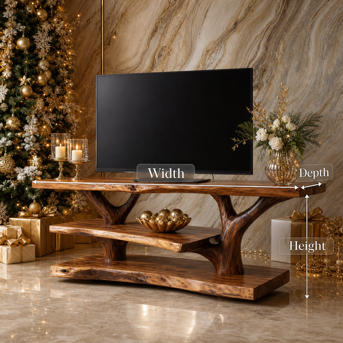 Handcrafted Live Edge Entryway TV Stand For Holiday Season Style - product view 6
