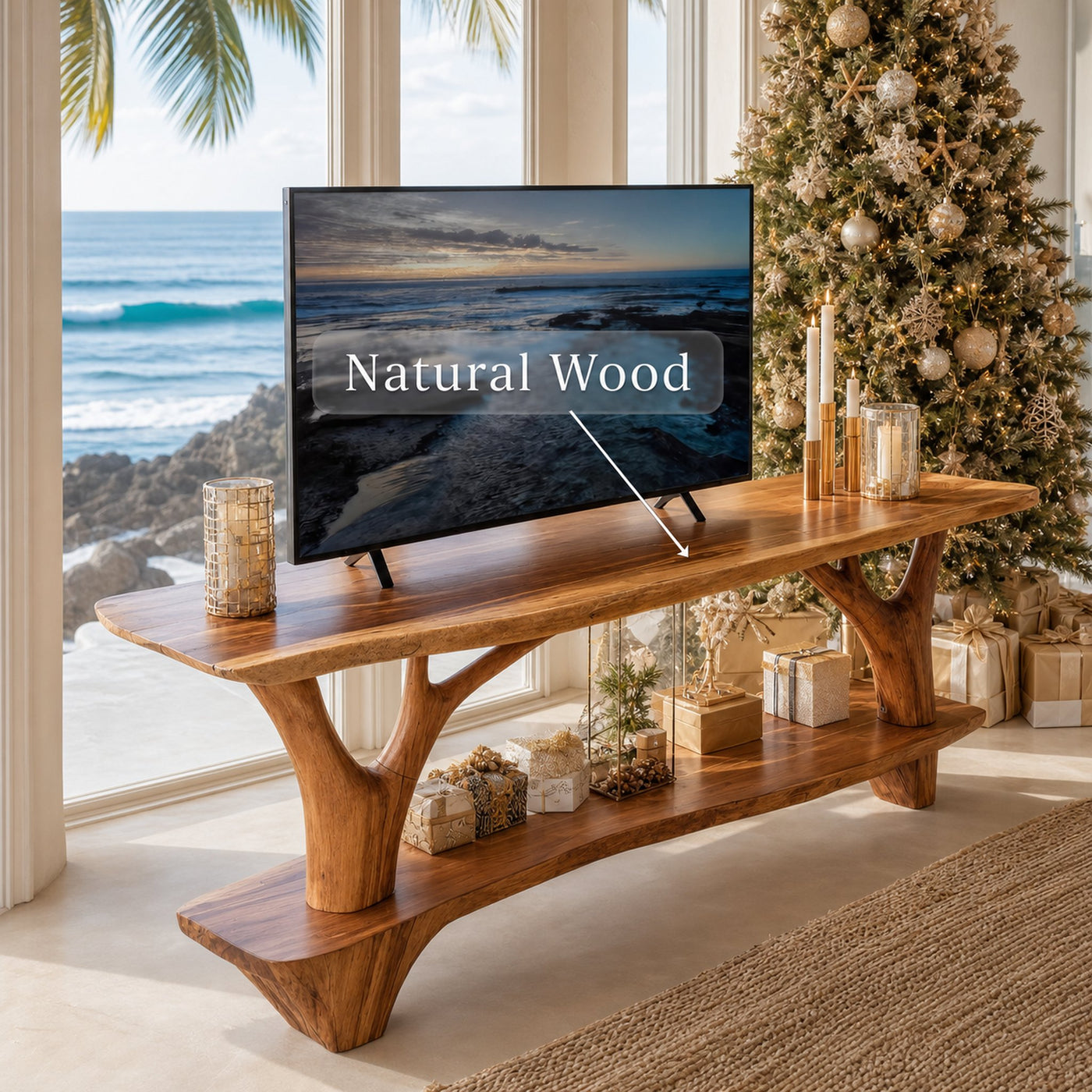 Handcrafted Live Edge Entryway TV Stand For Noel Home Decor - product view 6