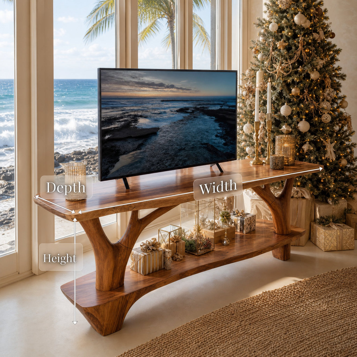 Handcrafted Live Edge Entryway TV Stand For Noel Home Decor - product view 7