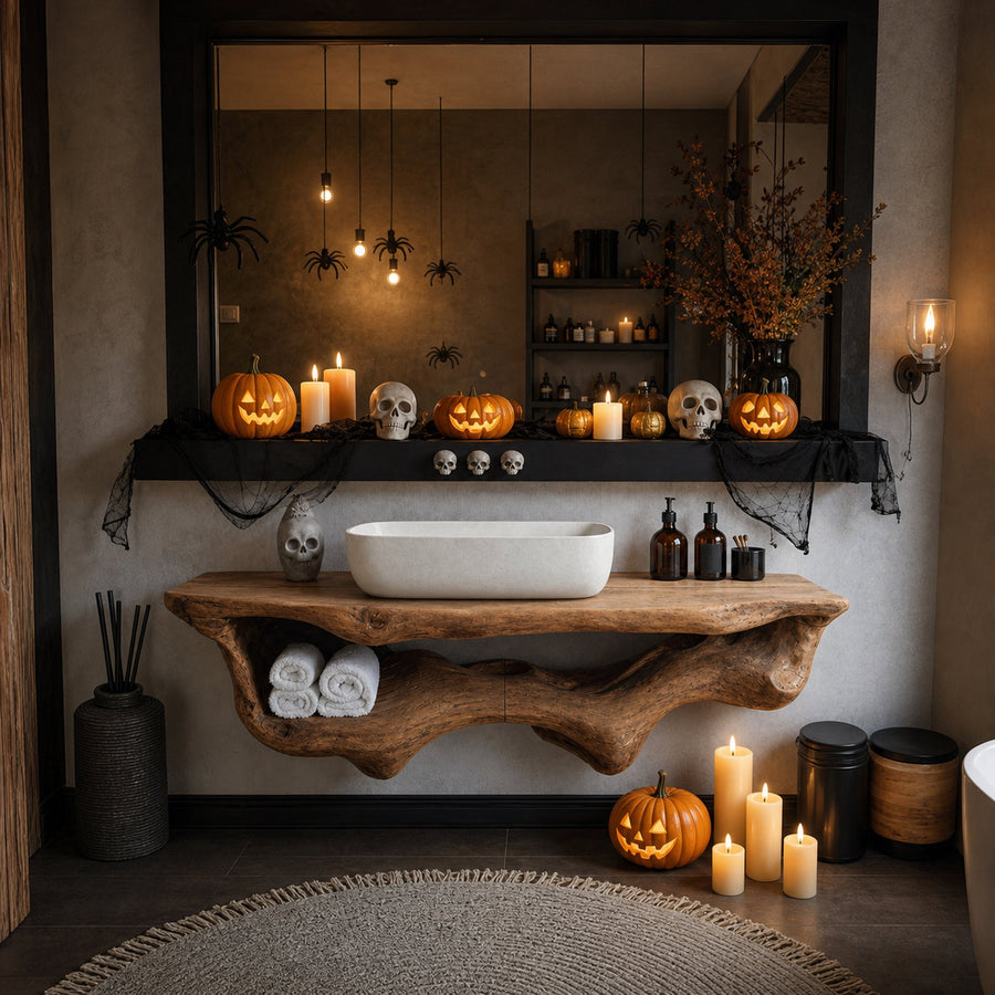 Handcrafted Live Edge Shelf For Bathroom Design Halloween Furniture